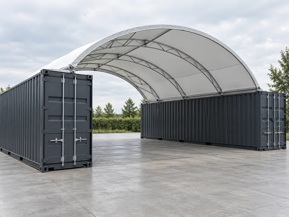 Illustration d’un abri entre deux containers