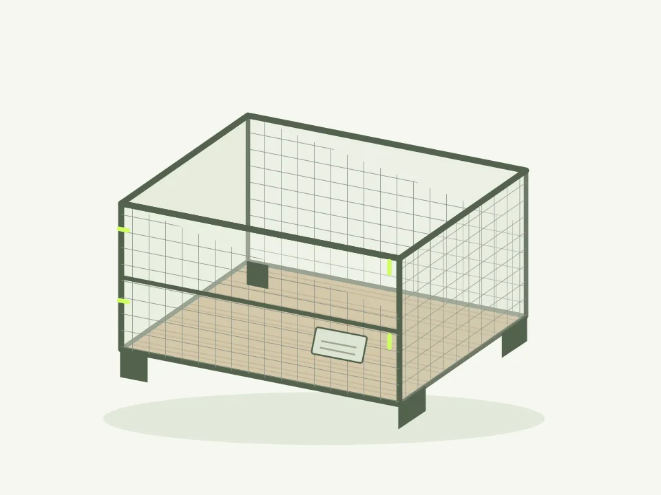 Illustration : Gitterbox et caisses-palettes EPAL